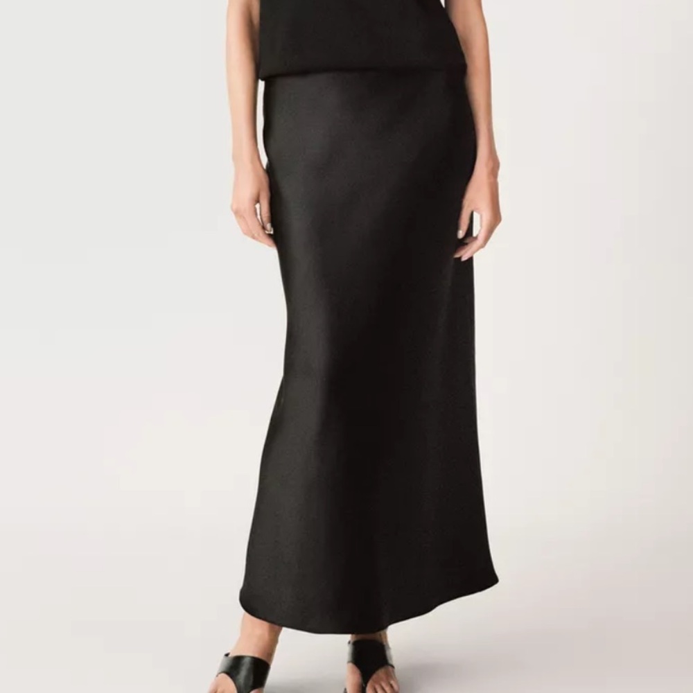 Zara Black Midi Slip Skirt